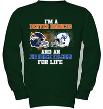 Load image into Gallery viewer, i'm a Denver Bronco and an Air Force Falcon for life shirt