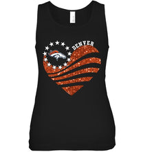 Load image into Gallery viewer, Denver Broncos glitter heart shirt