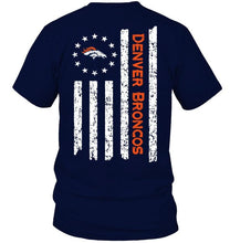 Load image into Gallery viewer, Denver Broncos star american flag on back shirt