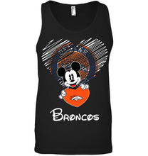 Load image into Gallery viewer, Mickey loves Denver Broncos fan shirt