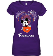Load image into Gallery viewer, Mickey loves Denver Broncos fan shirt