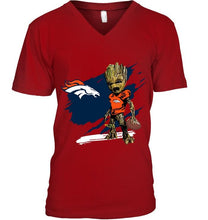 Load image into Gallery viewer, Denver Broncos angry baby groot ripped shirt