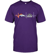 Load image into Gallery viewer, Denver Broncos Colorado Rockies heartbeat shirt