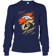Load image into Gallery viewer, Denver Broncos and Colorado Buffaloes layer under ripped shirt