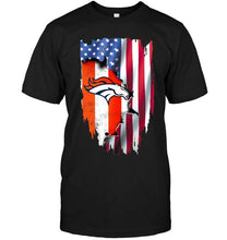 Load image into Gallery viewer, Denver Broncos flag ripped american flag shirt