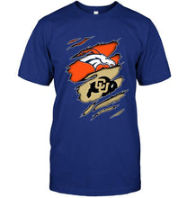 Load image into Gallery viewer, Denver Broncos and Colorado Buffaloes layer under ripped shirt