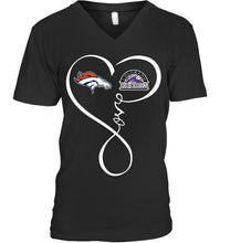 Load image into Gallery viewer, Denver Broncos Colorado Rockies love heart shirt
