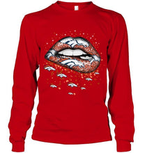Load image into Gallery viewer, Denver Broncos heart glitter pattern lips shirt