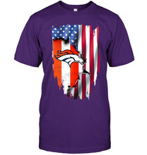 Load image into Gallery viewer, Denver Broncos flag ripped american flag shirt