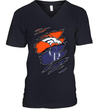 Load image into Gallery viewer, Denver Broncos and Colorado Rockies layer under ripped shirt
