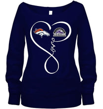 Load image into Gallery viewer, Denver Broncos Colorado Rockies love heart shirt