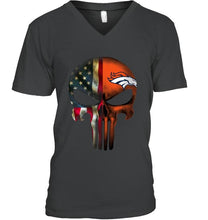 Load image into Gallery viewer, Denver Broncos skull american flag shirt