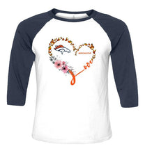 Load image into Gallery viewer, Denver Broncos butterfly heart shirt