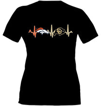 Load image into Gallery viewer, Denver Broncos Colorado Buffaloes heartbeat shirt