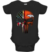 Load image into Gallery viewer, Denver Broncos skull american flag shirt
