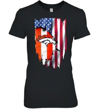 Load image into Gallery viewer, Denver Broncos flag ripped american flag shirt
