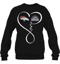 Load image into Gallery viewer, Denver Broncos Colorado Rockies love heart shirt
