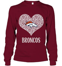 Load image into Gallery viewer, Denver Broncos heart floral pattern shirt