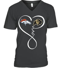 Load image into Gallery viewer, Denver Broncos Colorado Buffaloes love heart shirt