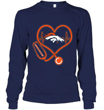 Load image into Gallery viewer, Denver Broncos nurse scope love heartbeat shirt