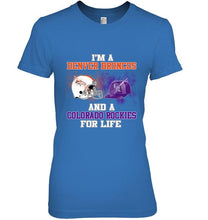 Load image into Gallery viewer, i'm a Denver Bronco and a Colorado Rockie for life shirt