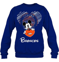 Load image into Gallery viewer, Mickey loves Denver Broncos fan shirt