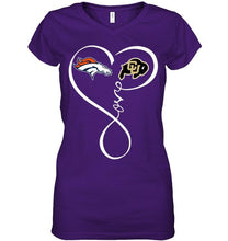 Load image into Gallery viewer, Denver Broncos Colorado Buffaloes love heart shirt