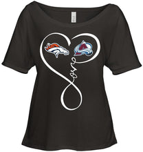 Load image into Gallery viewer, Denver Broncos Colorado Avalanche love heart shirt