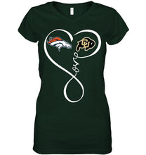 Load image into Gallery viewer, Denver Broncos Colorado Buffaloes love heart shirt
