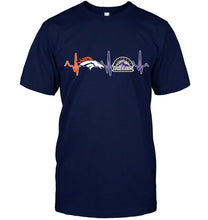 Load image into Gallery viewer, Denver Broncos Colorado Rockies heartbeat shirt