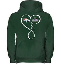 Load image into Gallery viewer, Denver Broncos Colorado Rockies love heart shirt