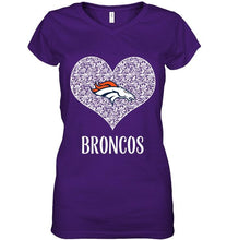 Load image into Gallery viewer, Denver Broncos heart floral pattern shirt