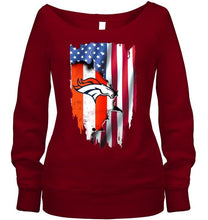 Load image into Gallery viewer, Denver Broncos flag ripped american flag shirt