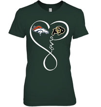 Load image into Gallery viewer, Denver Broncos Colorado Buffaloes love heart shirt