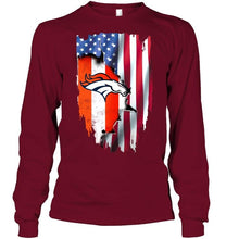 Load image into Gallery viewer, Denver Broncos flag ripped american flag shirt