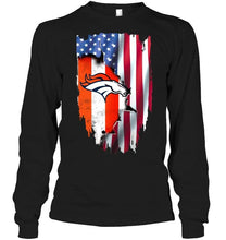 Load image into Gallery viewer, Denver Broncos flag ripped american flag shirt