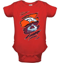 Load image into Gallery viewer, Denver Broncos and Colorado Avalanche layer under ripped shirt