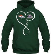 Load image into Gallery viewer, Denver Broncos Colorado Rockies love heart shirt