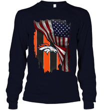 Load image into Gallery viewer, Denver Broncos american flag fan hoodie