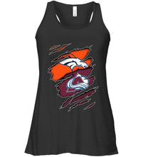 Load image into Gallery viewer, Denver Broncos and Colorado Avalanche layer under ripped shirt