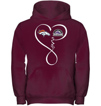 Load image into Gallery viewer, Denver Broncos Colorado Rockies love heart shirt