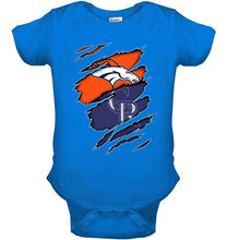 Load image into Gallery viewer, Denver Broncos and Colorado Rockies layer under ripped shirt