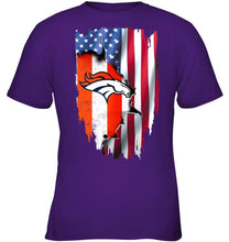 Load image into Gallery viewer, Denver Broncos flag ripped american flag shirt