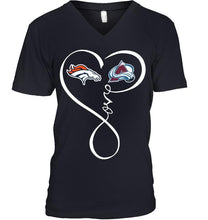 Load image into Gallery viewer, Denver Broncos Colorado Avalanche love heart shirt