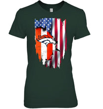 Load image into Gallery viewer, Denver Broncos flag ripped american flag shirt