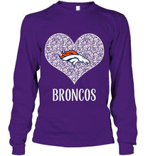 Load image into Gallery viewer, Denver Broncos heart floral pattern shirt