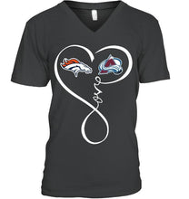 Load image into Gallery viewer, Denver Broncos Colorado Avalanche love heart shirt