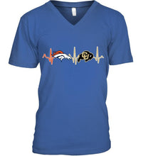 Load image into Gallery viewer, Denver Broncos Colorado Buffaloes heartbeat shirt