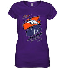 Load image into Gallery viewer, Denver Broncos and Colorado Rockies layer under ripped shirt