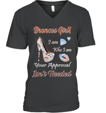 Load image into Gallery viewer, Broncos Girl I am who I am your approval isn't needed Denver Broncos fan high heel glittering shirt
